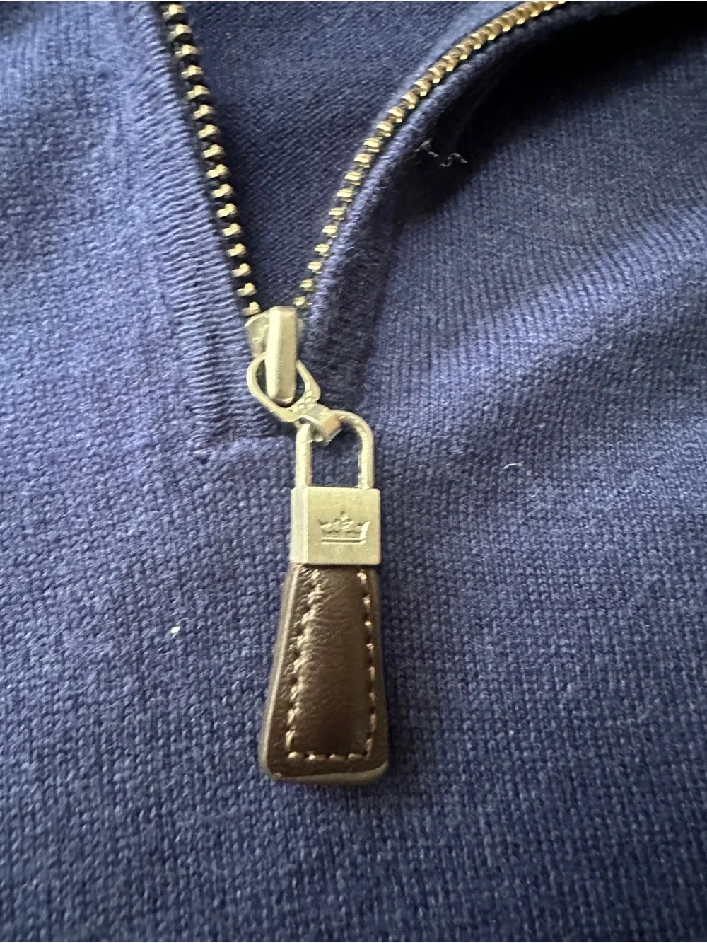 Peter Millar Navy Half-Zip Sweater with Light Gray Collar